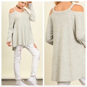 Heather Gray Cut Out Sweater Top